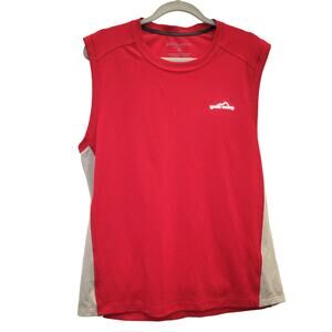 Eddie Bauer Sport Active Fit Red Gray Basketball Sleeveless Tank Top Men Sz M
